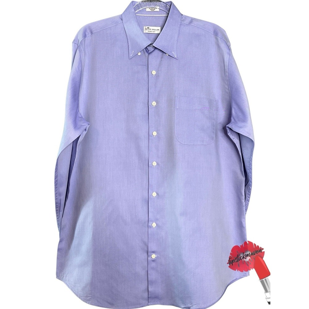 Peter Millar Button Down Shirt Mens Large‎ Purple Long Sleeve Classic Preppy